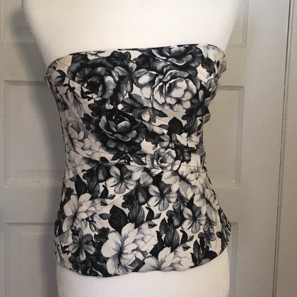 WHBM Black Roses Top